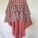 Coral Plaid High Low Skirt Pink Photo 8