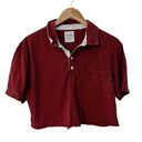 Billy Reid  Women's Red Cotton Cropped Quarter Button Polo Photo 0