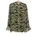 Ariat  Button Down Chiffon Sheer Long Sleeve Green Camo Top XXL Photo 1