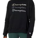 Champion Pullover Womans Large Black Powerblend Relaxed Crewneck Fleece Sweater Photo 10