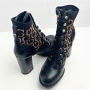 Guess  Larya Black Logo Lace Up Chunky Heel Platform Lug Sole Ankle Boot Size 7.5 Photo 0