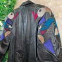 Vtg Suzelle Genuine Leather Embroidered Embossed Oversized Coat Jacket Size M Size M Photo 4