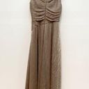 Oleg Cassini  pleated metallic off-the-shoulder dress in Gold size 4 Photo 0