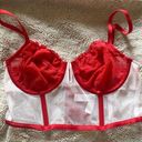 Target Red & White Corset Crop Top Bralette  Size Small Valentine's Day Photo 0