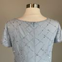 Adrianna Papell  Women's Formal Dress Size 4 Blue Beaded Short Sleeve Long Gown Photo 6