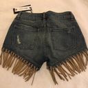 DL1961  Womens Denim Jean Short Shorts Blue Fringe Photo 6