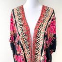 Angie  Women's Boho Rayon Floral Kimono Cardigan Lightweight Black Size M Photo 2