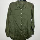 L.L.Bean  100% linen button down shirt olive green size small Photo 0