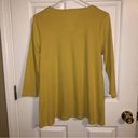 J.Jill  Pima Cotton 3/4-Sleeve V-Neck Top Size Medium Yellow With Pinhole Flaw Photo 2