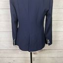 ZARA  WOMAN Pique Textured Crested Blazer Jacket Knit Navy White Trim Sz L Photo 5