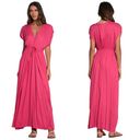 Elan 💕💕 Deep V-Neck Wrap Maxi Coverup Dress ~ Pink Large NWOT Photo 1