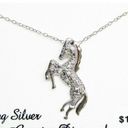 American Vintage NEW 1/10ct DIAMOND .925 Silver HORSE PENDANT NECKLACE 18" Sterling Silver Chain Photo 2