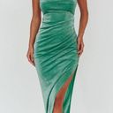 Selfie Leslie Moonstone Slide Slit Strappy Back Middy Green Dress  Photo 0