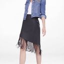 EXPRESS Asymmetrical Black Leather Fringe Skirt Photo 0