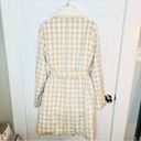 Aura  It's A Look Beige Plaid Coat Tie Double Breast Pearl Button M J NWT Photo 9