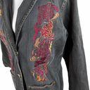 Denim & Co . Embroidered Jean Jacket, Faded Black, Large Photo 4