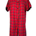 One Piece Vintage Night Flowers Plaid Flannel Romper Red  Pajama Photo 0