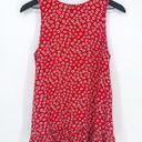 Krass&co G.H. Bass & . Micro Floral Ruffle Hem Tank Red Medium Photo 3