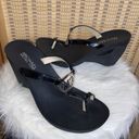 Michael Kors Sandals Silver Logo Black Wedge Slip On Photo 1