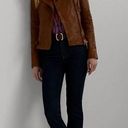 Ralph Lauren Lauren  Women's Lambskin Leather Moto Jacket 8 Dark Walnut 80s Rock Photo 3