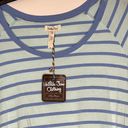 Matilda Jane  Womens 3/4 Sleeve Top Size Small T-Shirt Teal Blue Striped Photo 1