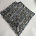 Peruvian Link Tahoe Alpaca Poncho Knit Sweater Shawl Silver Gray Blue Print OS Size undefined Photo 6