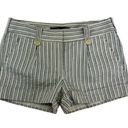 BCBG Maxazria Blue Striped Low Rise Shorts Size 0 Pleated Front Cuffed Photo 0