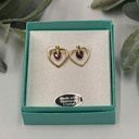 Swavorski Swarovski Pierced Earrings Gold Tone Heart Shape with Faux Red Gem NIB Photo 0