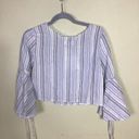 SEEK the Label LF   Women Cropped chambray  bell sleeved V neck shirt Sz. Small Photo 2