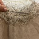 Theory  Taupe and Sparkle Silk Sheer Fringe Tank Top With Detailed Collar Photo 5