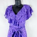 Alice + Olivia  Tessa Purple Ruffle V Neck Maxi Dress Gown Jacquard Floral Size 2 Photo 2