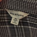 Max Studio Black & White Plaid  Button Down Shirt Size Large Photo 7