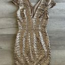 Dress the Population  Zoe Sequined Dress V-Neck Mini Party Dress Cap Sleeve Small Photo 2