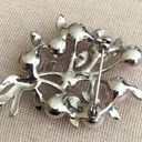 Vintage Silver Tone Faux Pearl Rhinestone Brooch Photo 1