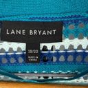 Lane Bryant  Blue Striped Short Sleeve Cropped Crochet Knit Open Front Cardigan Photo 4