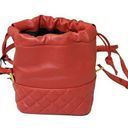 Versace  Crossbody Bucket Mini Purse Red Lambskin Leather Medusa Head Medallion Photo 5