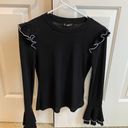 SheIn Black Ruffle Long Sleeve Photo 2