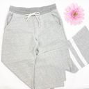 Sundry  Striped Ankle Flare Sweatpants Lounge Raw Hem: Heathered Grey/White Photo 5