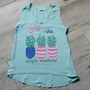 Simply Southern  Bless Your Heart USA Pineapple High/Low Tank Top Photo 1