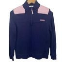 Vineyard Vines  navy Quarter zip shep shirt Oxford stripe shoulder size S Photo 0