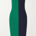 STAUD  Dana Two-Tone Sleeveless V-Neck Ribbed-Knit Midi Dress Navy/Green Womens S Photo 1