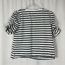 Kate Spade  | Navy & White Stripe Ruched Short Sleeve M Photo 3