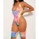 Garter Tie Dye Bodysuit Multiple Photo 3