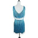 Jovani  Fringe Dress Blue Two Piece Sequin Mini Skirt Set Photo 4