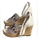 Anthropologie  Matisse Roma White Leather Snakeskin Embossed Wedge Sandals Size 9 Photo 1