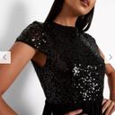 Boohoo  Black Sequin Chiffon Cap Sleeve Formal Maxi Dress, NEW Size 10 MSRP $129 Photo 1