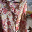 Vtg y2k international silk floral blouse Multi Size M Photo 1