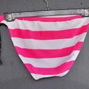 Malibu Pink White Stripped Black Tie Sides Bikini Swim Bottoms L Size L Photo 4