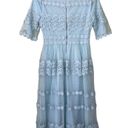 Just Me  Womes Size S Dress Midi Lace Short Sleeves Blue Cottage Modest Party Photo 1