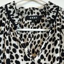 DKNY  White Leopard Sleeveless V-Neck Pleated Blouse Size Small EUC #VEG-2843 Photo 3